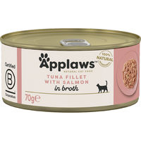 Produktbild von Applaws Katzen Nassfutter Thunfischfilet und Lachs in Brühe Adult 24 x 70g Dose - 24 x 70 g