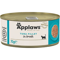 Produktbild von Applaws Katzen Nassfutter Thunfischfilets in Brühe glutenfrei 24x70g - 24 x 70 g