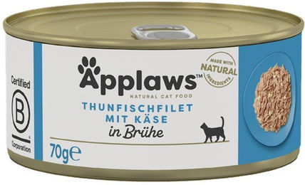 Produktbild von Applaws Katzen Nassfutter Thunfischfilets mit Käse für Adult, 24x70g