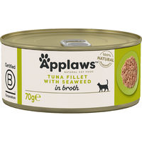 Produktbild von Applaws Katzen Nassfutter Thunfischfilets mit Meeresalgen in Brühe Adult 24x70g - 24 x 70 g