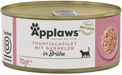 Produktbild von Applaws Katzen Nassfutter Thunfischfilets und Garnelen für Adult, 24x70g