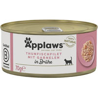 Produktbild von Applaws Katzen Nassfutter Thunfischfilets und Garnelen für Adult, 24x70g