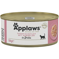 Produktbild von Applaws Katzen Nassfutter Thunfischfilets und Garnelen für Adult, ohne Konservierungsstoffe, 24x156g