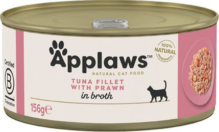 Produktbild von Applaws Katzen-Suppe Thunfischfilet und Garnele in Brühe, 6 x 156 g, glutenfrei - 6 x 156 g