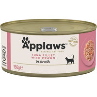 Produktbild von Applaws Katzen-Suppe Thunfischfilet und Garnele in Brühe, 6 x 156 g, glutenfrei - 6 x 156 g