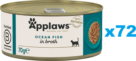 Produktbild von Applaws Katzenfutter Adult Meeresfisch in Brühe glutenfrei 72x70 g - 72 x 70 g