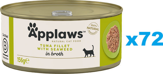 Produktbild von Applaws Katzenfutter Adult Thunfisch mit Algen in Sauce, glutenfrei und mit hohem Fleischanteil, 72x 156 g - 72 x 156 g
