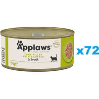 Produktbild von Applaws Katzenfutter Adult Thunfisch mit Algen in Sauce, glutenfrei und mit hohem Fleischanteil, 72x 156 g - 72 x 156 g