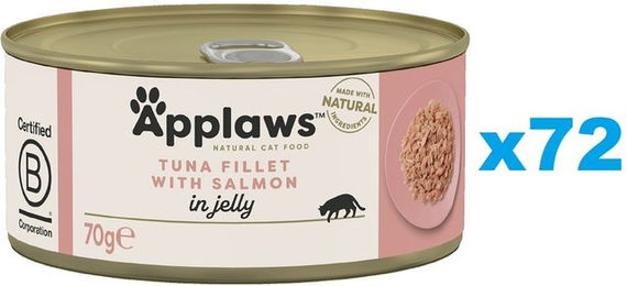 Applaws Katzenfutter Adult Thunfisch und Lachs in Gelee 72x 70g - 72 x 70 g – Bild 1 von 1