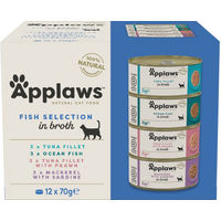 Produktbild von Applaws Katzenfutter Fish Collection Adult mit Fisch Stückchen ohne Konservierungsstoffe 4 x 70 g