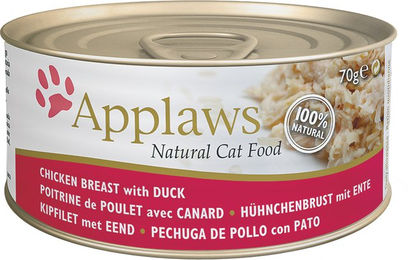 Applaws Katzenfutter Hühnchenbrust mit Ente in Brühe, glutenfrei, hoher Fleischanteil, 24 x 70 g – Bild 1 von 1