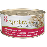 Produktbild von Applaws Katzenfutter Hühnchenbrust mit Ente in Brühe, glutenfrei, hoher Fleischanteil, 24 x 70 g