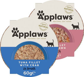 Applaws Katzenfutter Schälchen Thunfisch und Garnele Stückchen in Sauce 10 x 60 g – Bild 1 von 3
