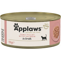 Produktbild von Applaws Katzenfutter Thunfischfilet und Lachs in Brühe, glutenfrei, 24 x 156 g - 24 x 156 g