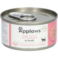 Produktbild von Applaws Katzenfutter Thunfischfilets und Garnelen in Brühe 24 x 70 g glutenfrei - 24 x 70 g