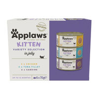Produktbild von Applaws Kitten Katzenfutter Multipack mit Huhn, Sardine und Thunfisch in Suppe 6 x 70 g