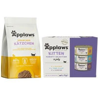 Produktbild von Applaws Kitten Mischfütterungs-Set mit Huhn 2kg und Auswahl 6x70g für Katzen mit hohem Fleischanteil und glutenfrei - 6 x 70 g