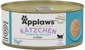 Produktbild von Applaws Kitten Nassfutter Thunfisch Stückchen in Gelee glutenfrei und sensitive 96x70 g