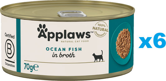 Applaws Nassfutter für adulte Katzen Meeresfisch in Brühe 6x70 g glutenfrei - 24 x 70 g – Bild 1 von 4