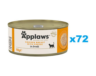 Produktbild von Applaws Nassfutter für adulte Katzen mit Hähnchenbrust und Käse in Sauce 72x156 g - 72 x 156 g