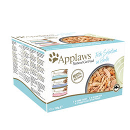 Applaws Nassfutter für Katzen Adult Fisch Selection Stückchen in Sauce 12 x 156 g Dose mit hohem Fleischanteil und glutenfrei - 12 x 156 g – Bild 1 von 3