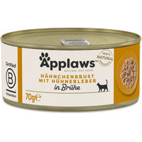 Produktbild von Applaws Nassfutter für Katzen Adult Hähnchenbrust mit Hühnerleber in Brühe 12 x 70 g
