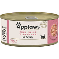 Produktbild von Applaws Nassfutter für Katzen Adult Thunfischfilet und Garnele in Brühe 6 x 70 g - 6 x 70 g