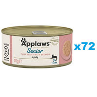 Produktbild von Applaws Nassfutter für Senior Katzen Thunfisch mit Lachs in Gelee 72x 70g - 72 x 70 g