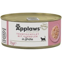 Produktbild von Applaws Nassfutter Katze Adult Stückchen in Sauce Thunfisch und Garnele glutenfrei 96x70 g - 96 x 70 g