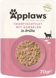 Applaws Nassfutter Katze Adult Thunfischfilet und Pazifik Garnele Stückchen in Sauce glutenfrei 24x70 g – Bild 1 von 2