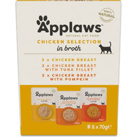 Produktbild von Applaws Probierpaket Katzen Nassfutter Adult Huhn Stückchen in Sauce 12 x 70 g Mixpaket glutenfrei
