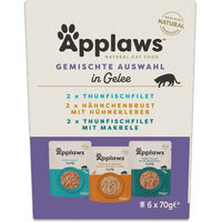Produktbild von Applaws Probierpaket Katzen Nassfutter Pouch in Jelly Mix mit Thunfisch und Hühnchen 24 x 70 g für Adult Katzen