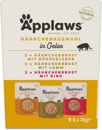 Produktbild von Applaws Probierpaket Katzen Nassfutter Stückchen in Gelee Huhn Mix 24 x 70 g glutenfrei für adulte Katzen