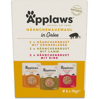 Produktbild von Applaws Probierpaket Katzen Nassfutter Stückchen in Gelee Huhn Mix 24 x 70 g glutenfrei für adulte Katzen