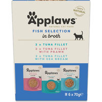 Produktbild von Applaws Probierpaket Nassfutter für Katzen Adult Mix aus Thunfisch und Garnele in Sauce 12 x 70 g