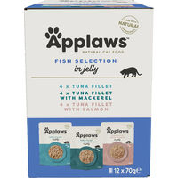 Produktbild von Applaws Selection Fisch Nassfutter für adulte Katzen Stückchen in Gelee 12x70g - 12 x 70 g
