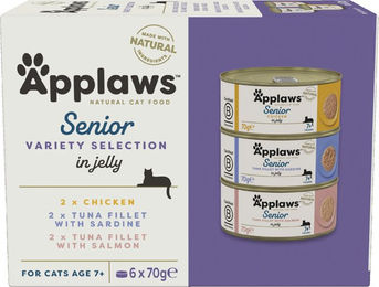 Produktbild von Applaws Senior Katzen Nassfutter Mixpaket 12 x 70 g Filets und Stückchen in Sauce Huhn glutenfrei - 6 x 70 g
