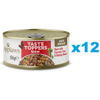 Produktbild von Applaws Taste Toppers Gulasch mit Rindfleisch Karotten und Erbsen Stückchen in Sauce getreidefrei 12x 156 g
