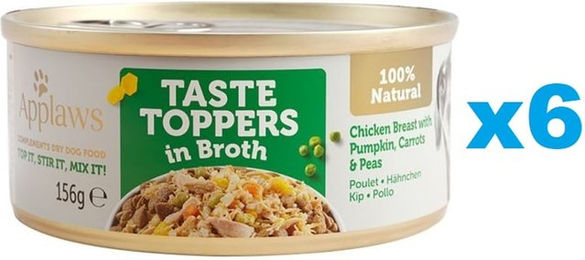 Produktbild von Applaws Taste Toppers Hähnchenbrust mit Kürbis und Erbsen in Brühe Nassfutter für Katzen 6x 156 g