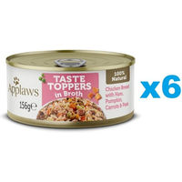 Produktbild von Applaws Taste Toppers Hähnchenbrust, Schinken und Kürbis in Brühe Katzen Nassfutter 6x 156 g