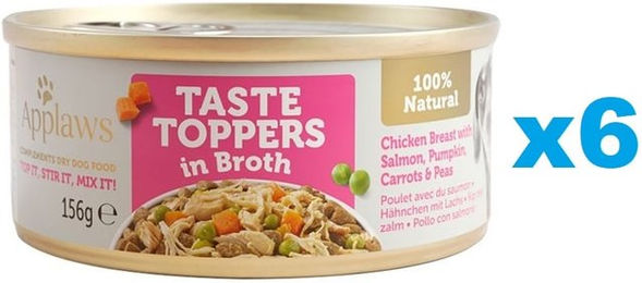 Produktbild von Applaws Taste Toppers Katzen Nassfutter Hähnchenbrust Lachs Kürbis in Brühe 6x 156 g
