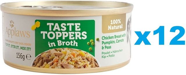 Produktbild von Applaws Taste Toppers Katzen Nassfutter Hähnchenbrust mit Kürbis und Erbsen in Brühe 12x 156 g