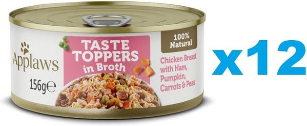 Produktbild von Applaws Taste Toppers Katzen Nassfutter Hähnchenbrust Schinken und Kürbis in Brühe 12x 156 g