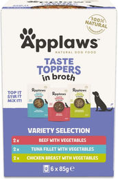 Produktbild von Applaws Taste Toppers Probiermix Fisch in Sauce für Katzen 6 x 85 g getreidefrei und glutenfrei - 6 x 85 g