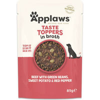 Produktbild von Applaws Taste Toppers Rind mit grünen Bohnen, Süßkartoffel und roter Paprika in Brühe, getreidefrei und glutenfrei, 12 x 85 g - 12 x 85 g