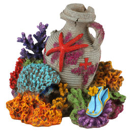 Aqua Della Aquariendekoration Amphore Koralle 2 Bunte Figur und Höhle für Fische – Bild 1 von 4