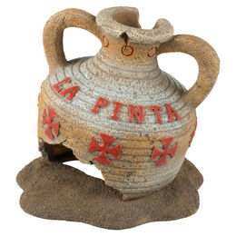 Aqua Della Aquariendekoration Amphore La Pinta Figur und Höhle für Fische in Bunt und Beige 11,3 x 10,5 x 11,4 cm – Bild 1 von 4