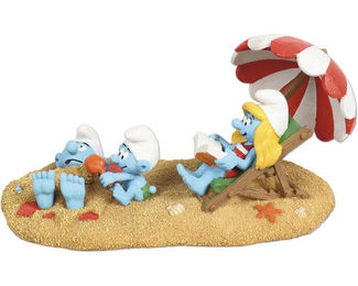 Aqua Della Aquariendekoration Die Schlümpfe Strand mit Schlumpfine und Babyschlumpf Figur und Höhle für Fische – Bild 1 von 4