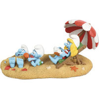 Produktbild von Aqua Della Aquariendekoration Die Schlümpfe Strand mit Schlumpfine und Babyschlumpf Figur und Höhle für Fische