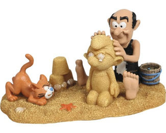 Aqua Della Aquariendekoration Schlümpfe Strand mit Gargamel und Azrael für Fischaquarien – Bild 1 von 3